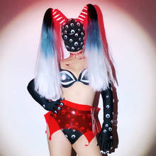 Led Full Eyes Headgwear Bikini Gradient Wig Nightclub Party Outfits Female Dj Ds Gogo Dance Cosplay Halloween Costume VDB3146 2024 - buy cheap