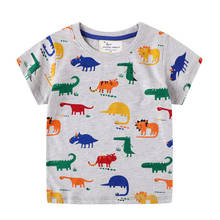 Jumping Meters/Новое поступление, детские футболки с животными, летние хлопковые футболки для мальчиков и девочек, топы для мальчиков с динозаврами, одежда для детей 2024 - купить недорого