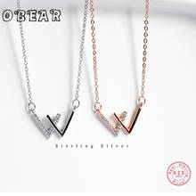 OBEAR 100% 925 Sterling Silver Zircon Necklace for Women Korea Simple  W Letter Clavicle Necklace Fashion Silver Jewelry 2024 - buy cheap