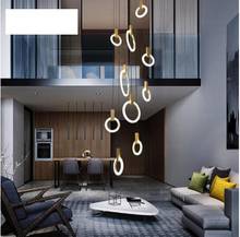 Lofty living room double staircase round chandeliers personality modern minimalist restaurant bar bedroom creative art fixture 2024 - buy cheap