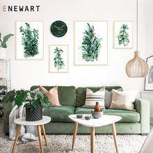 Deixa a Arte Da Parede Da Lona Pintura em aquarela Planta Verde Nórdica Posters and Prints Imagem Decorativa Moderna Decoração da Casa 2024 - compre barato