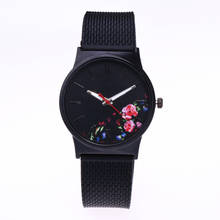 Womens Fashion Picture Design Silicone Band Analog Alloy Quartz Wrist Watch Round Black Dial reloj mujer Female Clock New XB40 2024 - buy cheap
