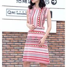 Comelsexy Runway Sleeveless Knitted A Line Women Dress Summer Rainbow Striped Print Ruffles Sweater Dress Fashion Tank Dress 2024 - buy cheap