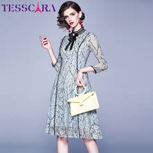 TESSCARA-vestido elegante de encaje para mujer, traje de fiesta de cóctel, oficina, de alta calidad, Vintage, de diseñador, azul 2024 - compra barato