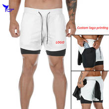 Custom LOGO Camo Running Shorts Men 2 In 1 Double-deck Quick Dry GYM Sport Shorts Fitness Jogging Workout Sportswear Short Pants 2024 - buy cheap