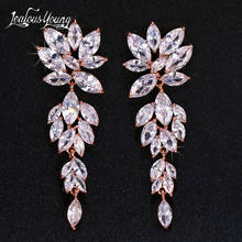 Fashion Marquise Zirconia Long Leaf Drop Earrings for Women Bridal Wedding Anniversary Jewelry Luxury India Dangle Earrings 2024 - buy cheap