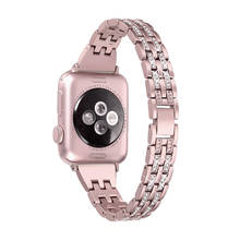 Pulseira diamante para apple watch, 38mm, 40mm, 42mm, 44mm, bracelete de metal para iwatch, séries se/6/5/4/3/2 2024 - compre barato