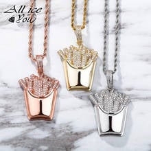 2021 New Top Luxury Colorful French fries Iced Out Cubic Zirconia Pendant Necklace Hip Hop Fashion Jewelry Women Gift 2024 - buy cheap