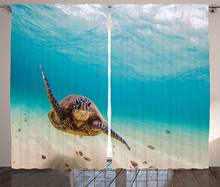Гавайские занавески для подводного плавания с аквалангом, морской черепашкой, природным животным, для плавания, дикой природы, занавески для гостиной, спальни 2024 - купить недорого