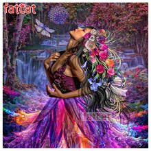 FATCAT 5d diy Diamond Painting Flower fairy woman waterfall Diamond Embroidery Full Square Round Drill Mosaic stickers AE1503 2024 - buy cheap