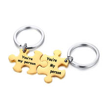 Personalized Blank Jigsaw Puzzles Couple Keychain Charms Pendant Customized Stainless Steel DIY Jewelry 2024 - buy cheap