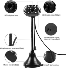 USB Desktop HD Webcams Web Camera Built-In Night LED Lights For Computer PC Laptop Video Recording/Call 2024 - buy cheap