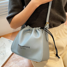 High Quality Fashion Drawstring Shoulder Bag2021ladies Casual Messenger Bag Korean Version Bucket Bag Letter Printing Female Bag 2024 - buy cheap