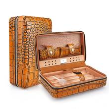 Portable Leather Travel Cigar Case Cedar Wood Lined Cigar Humidor without Cigar Lighter and Cigar Cutter 2024 - buy cheap