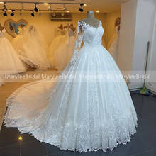 Luxury Princess Dubai Wedding Dress With Long Sleeves Vintage Appliques Ball Gown Bridal Dress Customize Vestido De Noiva 2024 - buy cheap