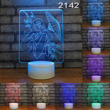 Acrílico led Lâmpada flores de cerejeira 3D Menina Toque NightLight USB USB Lâmpada de Mesa Crianças Dormem Lamparas Iluminação Decoração Do Quarto