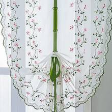 Floral Tulle for Windows Sheer Curtains for Living Room Kitchen  Embroidered Roman Curtains Tulle Drapes Pastoral Japanese Style 2024 - buy cheap