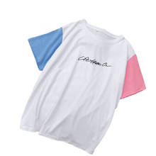 Bangtan Boys Kpop T Shirt Women Summer Casaul Contrast Color Splicing Cotton Tops Korean Kpop Fashion Letter Print T-Shirt Femme 2024 - buy cheap
