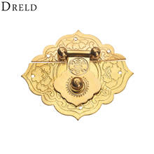 DRELD Antique Gold Box Hasp Latches Chinese Old Lock Catch for Jewelry Suitcase Buckle Clip Clasp Furniture Hardware 54*46mm 2024 - buy cheap