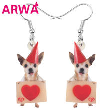 ARWA Acrylic Christmas Hat Chihuahua Dog Earrings Heart Board Animal Drop Dangle Jewelry For Women Girl Teen Kid Festival Gift 2024 - buy cheap