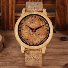 Relógio de pulso masculino estampado, relógio de pulso quartz de madeira de bambu 2024 - compre barato