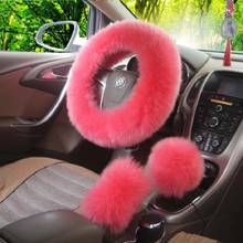 Winter Fur Warm long Wool Plush Steering Wheel Cover Woolen Winter fur Leather Handle Sleeves Car Accessory 2024 - buy cheap