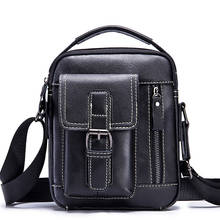 Sacos de couro genuíno dos homens sacos de mensageiro de alta qualidade pequenas viagens marrom escuro preto crossbody bolsa de ombro para homem 2024 - compre barato