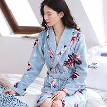 Girls Robes Women Soft Coral Fleece Long Bathrobe Flower Printed Flannel Warm Kimono Bath Robe Dressing Gown Womens Nightwear 2024 - buy cheap