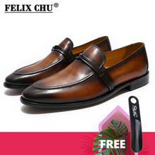 FELIX CHU Genuine Leather Mens Loafers Shoes Hand Painted Men's Casual Mocassin Wedding Formal Shoes Party Dress Shoes For Men 2024 - buy cheap