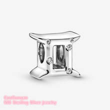 Winter 100% 925 Sterling Silver Sparkling Gemini Zodiac Charm beads Fits Original Pandora bracelets Jewelry Making 2024 - buy cheap