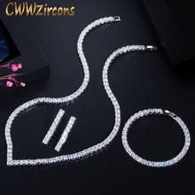 CWWZircons Classic Princess Cut Cubic Zircon Women Wedding Necklace Earring Bracelet 3 pcs Jewelry Sets for Brides Party T410 2024 - buy cheap