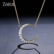 ZAKOL Delicate Cubic Zircon Curved Crescent Moon Pendant Necklace for Women Fashion Party Jewelry Birthday Gift FSNP2034 2024 - buy cheap