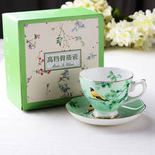 Osso criativo china flor xícara de chá e pires conjunto de café cerâmico café britânico preto chinês casamento 2024 - compre barato