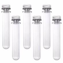 50 Uds. 30/40/45/60/80/100ml excelentes tubos de prueba transparentes de plástico con botellas de tapa de aluminio suministros escolares equipos de laboratorio 2024 - compra barato