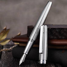 Hongdian 1845 Stainless Steel Metal Fountain Pen Beautiful Stripe Ink Pen EF/F Nib Silver/Black Office Business Writing Gift Pen 2024 - buy cheap
