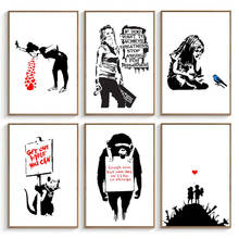 Banksy Graffiti Art Pictures Abstract Canvas Painting Black White Wall Art Posters and Prints Modern Living Room Home Decor 2024 - buy cheap