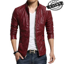 Couro Jaqueta De Masculino 2021 Autumn New Male Leather Jacket Quality Faux Leather Motorcycle Jacket Slim Coat Men CJ123   2024 - buy cheap