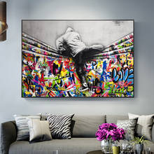 Graffiti Art Behind The Curtain Street Art Canvas Painting Posters and Print Cuadros Wall Art Pictures for Home Decor (No Frame) 2024 - buy cheap