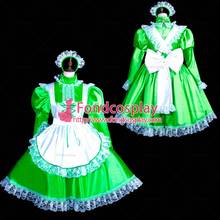 Fondcosplay adulto sexy cruz vestir sissy maid curto lockable vestido de cetim verde avental branco traje sob medida [g3840] 2024 - compre barato