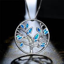 Luxury Female Tree Of Life Pendant Necklace White Blue Round Opal Chain Necklaces For Women Charm Silver Color Wedding Necklace 2024 - buy cheap