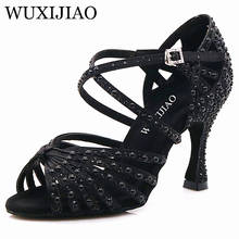 Wuxijiao-sapatos de dança latina com strass, pérolas, esportes internos, confortável, salto alto macio, muitos cores para escolher 2024 - compre barato