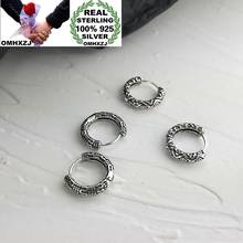 OMHXZJ Wholesale HE25 European Fashion Fine Woman Girl Birthday Party Gift Vintage Round 100% 925 Sterling Silver Hoop Earrings 2024 - buy cheap