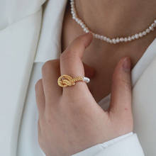 SRCOI-anillo abierto de Diseño de nudo con giro geométrico para mujer, anillo con textura de Metal Simple, joyería con carácter de mujer 202103 2024 - compra barato