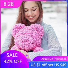 Diy 25/40 cm teddy rosa urso artificial pe flor presente do dia dos namorados para namorada e esposa dia das mães decoração de natal 2024 - compre barato