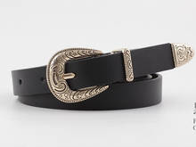 Cinturón de piel sintética con hebilla de Metal para mujer, cinturón de colores negros, a la moda, Vintage 2024 - compra barato