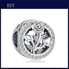 Silver Shiny rose beads fit Pandora Charm Silver 925 Bead Pendant Bangle with stylish DIY jewelry 2024 - buy cheap