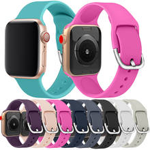 Correas de silicona suave para Apple Watch Series 6 SE 5 4 3 2 1, correa de reloj inteligente deportivo para hombre y mujer, pulsera de 38, 40, 42 y 44mm 2024 - compra barato