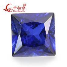 square shape artificial sapphire dark blue color princess cut including minor cracks and inclusions corundum loose gem stone 2024 - buy cheap