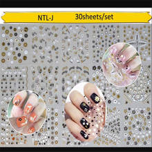 30 Sheets 3D Design Nail Art Star Stickers Decal Manicure Golden Black Flowers Decals For Children/Christmas 3D Nail Sticker #45 2024 - buy cheap