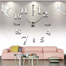 Large Wall Clocks Silent Acrylic Self adhesive DIY 3D Digital Wall Clock Sticker Angel English Letters Big Clock Home Decor 2024 - buy cheap